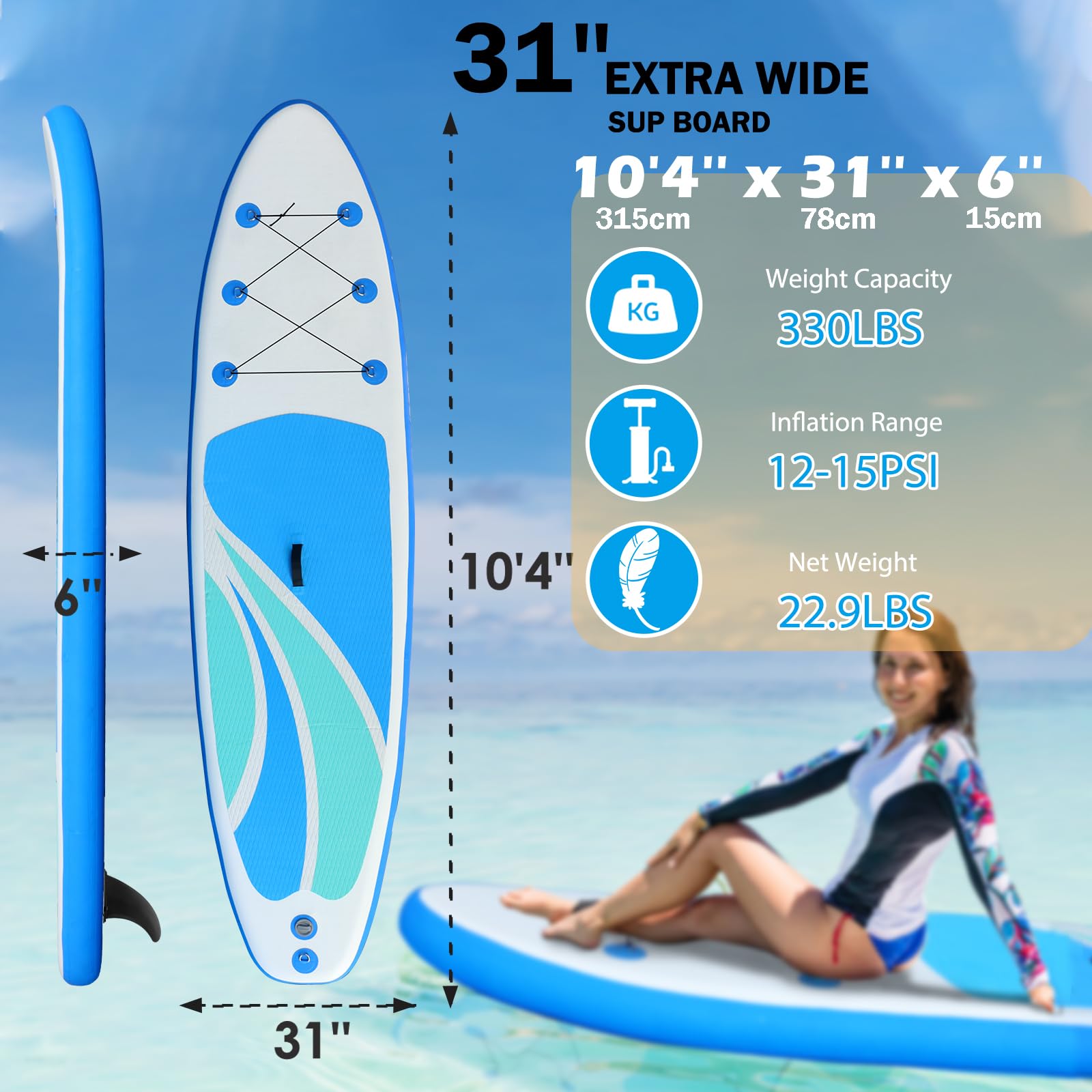 10'4'' Inflatable Stand Up Paddle Board