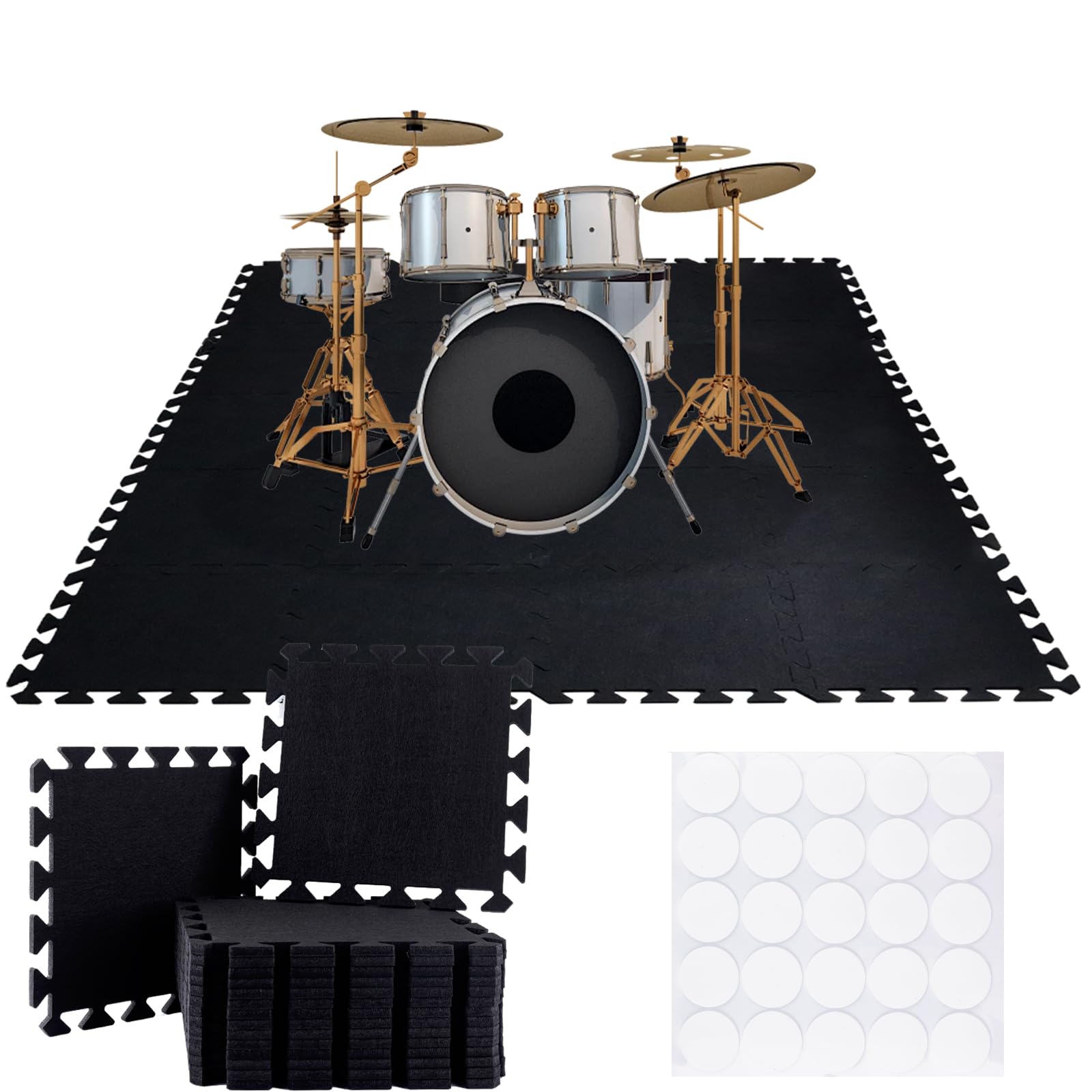 20 Pieces Thick Sound Absorbing Interlocking Floor Mats, High Density Piano Carpet Drum Rug, Felt Soundproof Pads Non-Slip Anti Vibration Puzzle Acoustic Blankets Piano Carpet Drum Rug