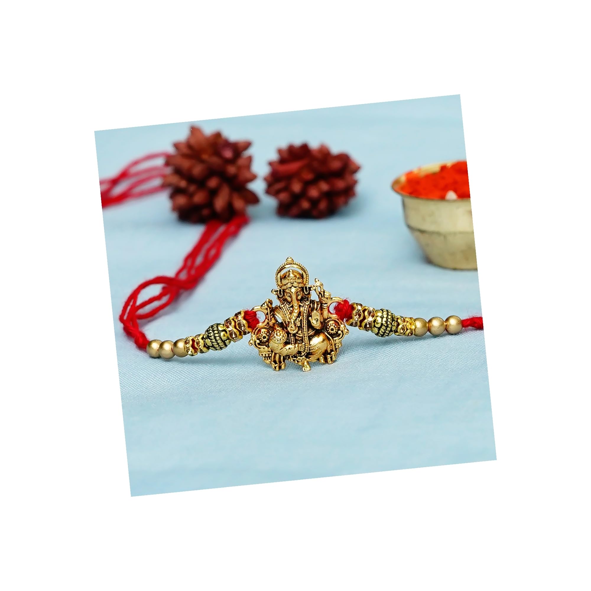 See full amazon price history chart for eCraftIndia Golden Religious Designer Ganesha Rakhi with Red Thread, and Roli Chawal Pack - Rakhi for Brother eCraftIndia Golden Religious Designer Ganesha Rakhi with Red Thread, and Roli Chawal Pack - Rakhi for Brother (B0B6G5MW28) Amazon Price History, Amazon Price Tracker