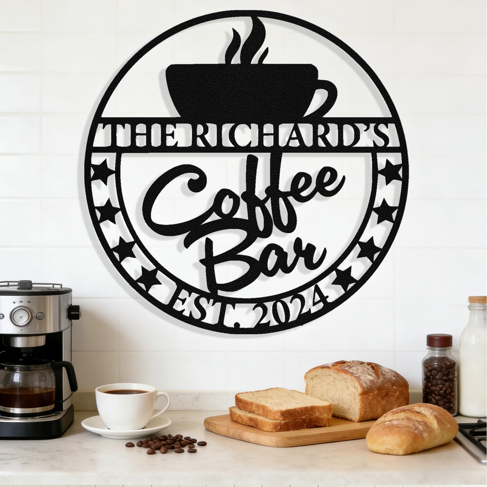 Personalized Coffee Bar Metal Sign, Custom Coffee Signs, Custom Coffee Name Signs for Cafe Station, Coffee Wall Art Decor for Kitchen, Cafe Shop Decor, Cafe Lover Gift
