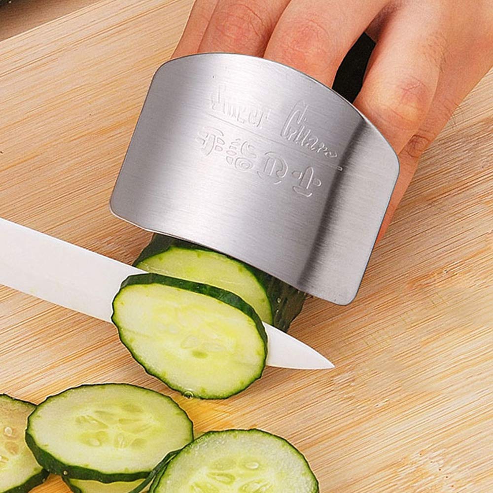 Paquete de 6 protectores de dedos de acero inoxidable, protector de dedos, protector de pulgar, fundas seguras para la punta de los dedos, herramienta de cocina para cortar alimentos, cortar verduras