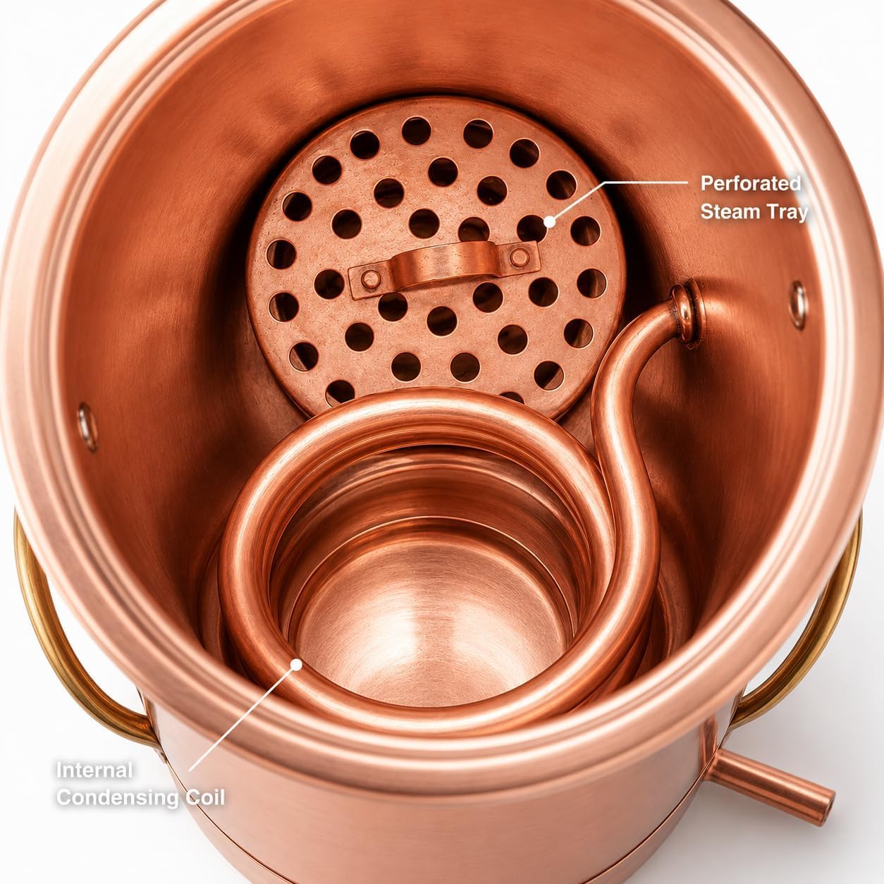 Kit de alambique de cobre de 2 litros con termómetro para aceites esenciales, whisky y destilación doméstica