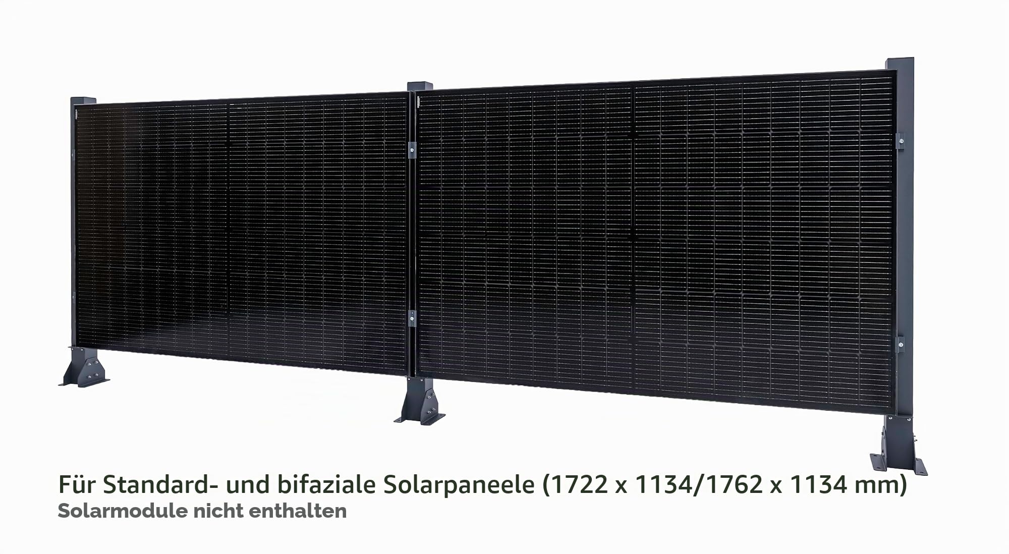 Balkonkraftwerk Halterung als Solarzaun System – Aluminium Solarmodul Halterung für 2 Solarmodule – Solar Panel Halterung für Garten & Grundstück – Für Standard & Bifacial Solarmodule