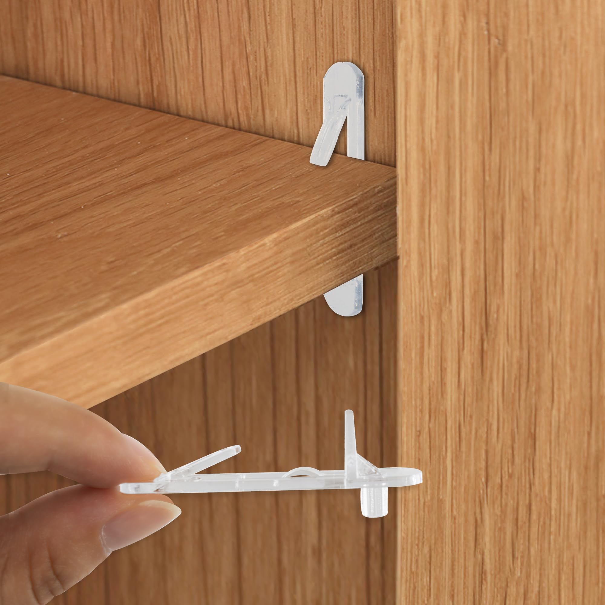 Shelf Clips Clear Cabinet Shelf Pins - 6mm Plastic Shelf Supports | 24-Pack  | Kitchen Cabinet Clips Plastic Shelf Clips, image size:2000x2000