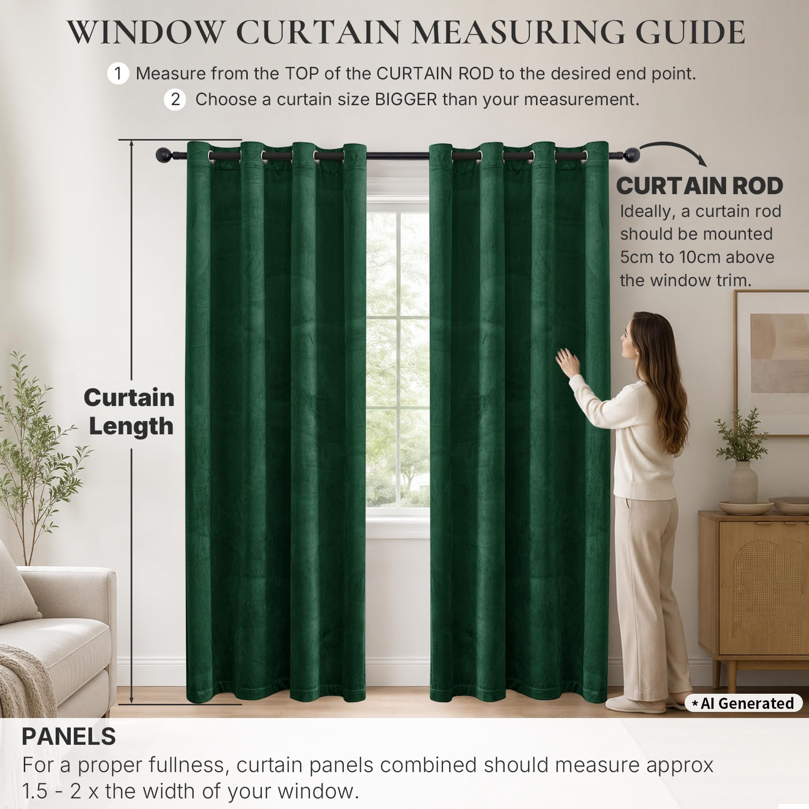 Ystyle Rideau Occultant Velours Lot De 2, 140x175cm, Vert Foncé | Rideaux Salon Rideau Thermique Isolant Anti Chaud Intérieurs, Rideau Phonique Anti Bruit, Moderne Chambre Maison Dressing