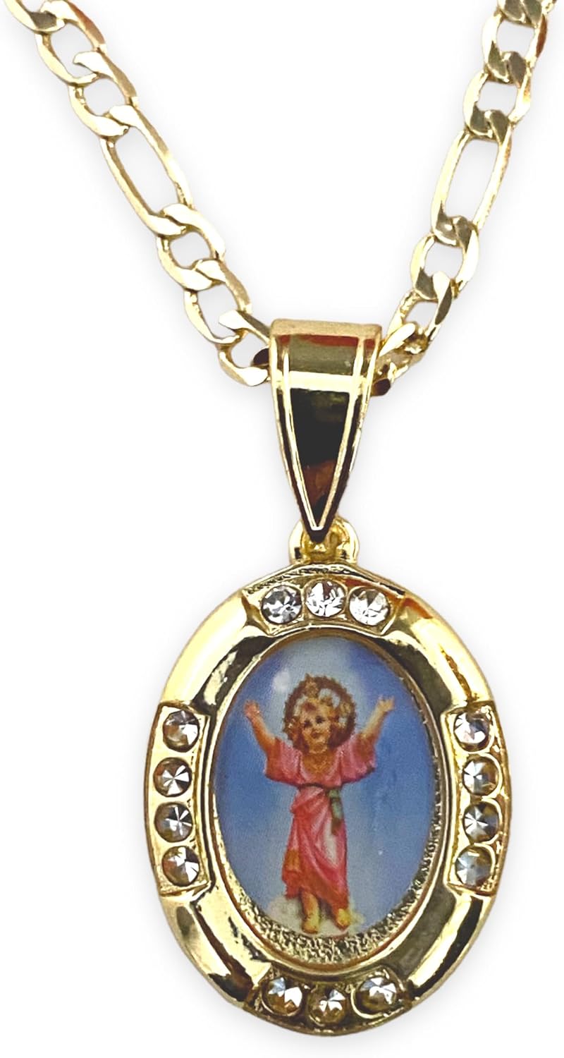 Holy Divine Child Gold Plated Pendant Charm Necklace Cadena Collar Divino Nino Religious Gift