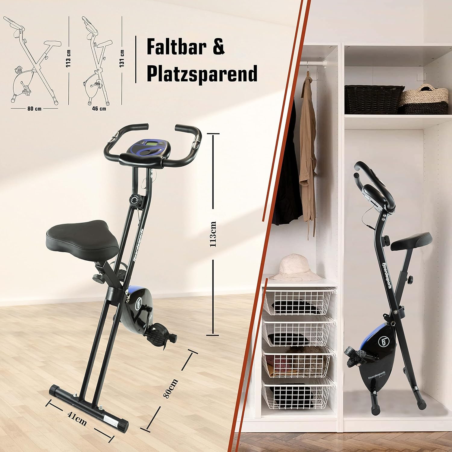 bicicleta estática plegable, rodillo de entrenamiento, bicicleta de fitness con pantalla LCD, bicicleta estática plegable, incluye pulsómetro, 8 niveles de resistencia