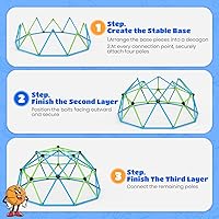 Vista 6 de Zupapa Domo de Escalada de 10 Pies, Gimnasio de Jungla al Aire Libre para Niños con Agarre de Escalada - Escalador de Cúpula Geométrica que Soporta