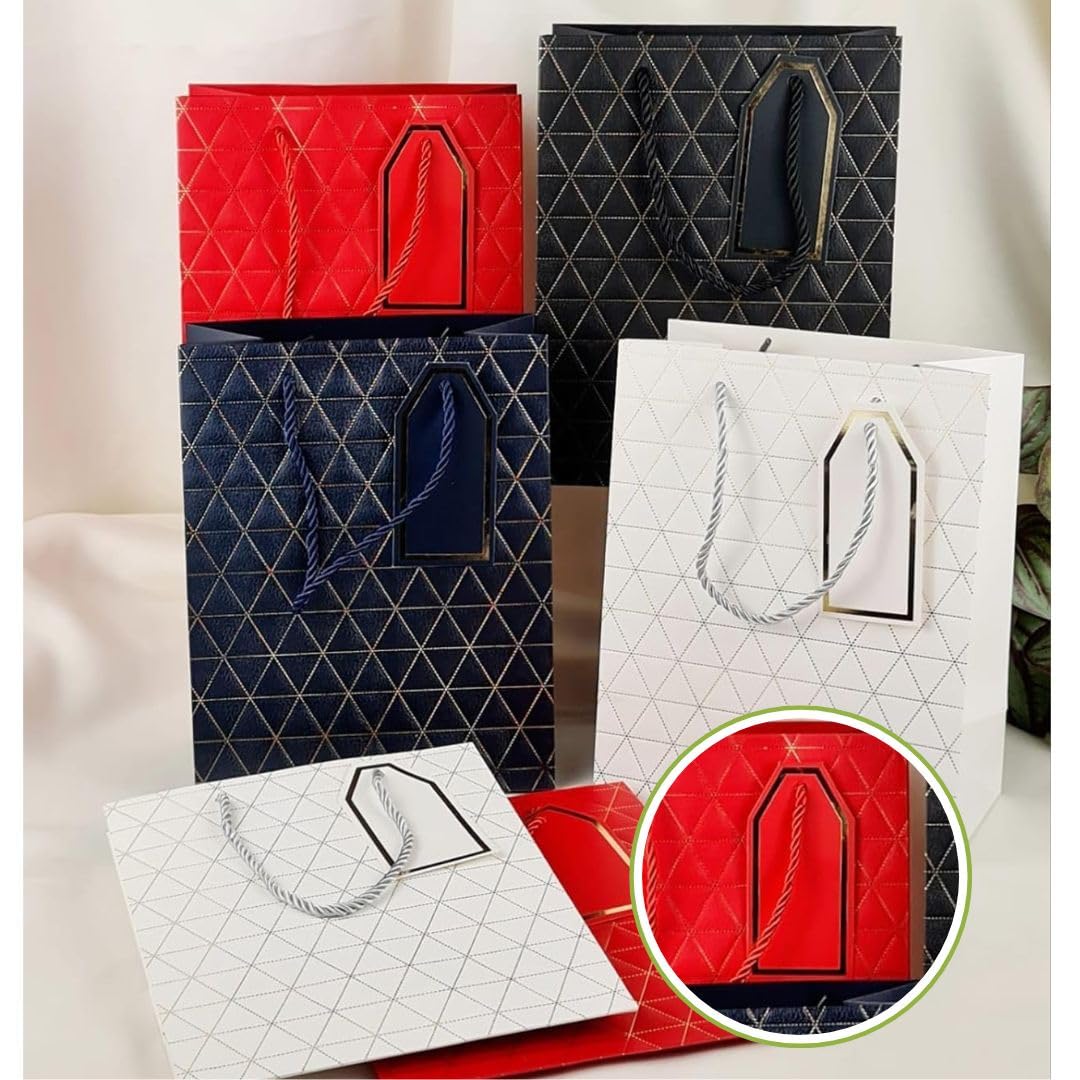 SATYAM KRAFT 6 Pcs Random triangle Golden Stripe Gift Bags With Free Tags With Handle Gift Paper bag, gift For Gifting, marriage Return Gifts, Christmas, Birthday, Wedding, Xmas Gift, Seasons Greetings(Small) (B0CVH7CBWW) Amazon Price History, Amazon Price Tracker