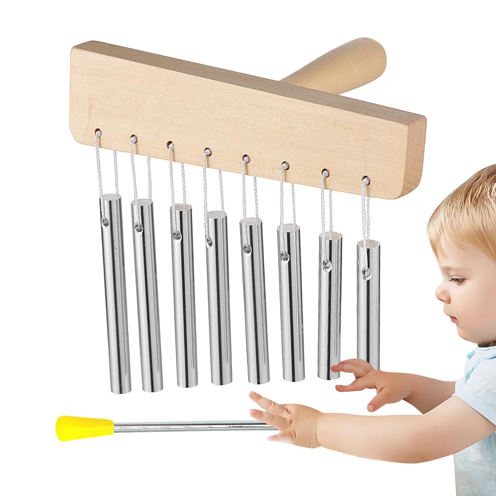 Percussion Chimes,8 Note Campane Di Legno Per Yoga - Strumento Musicale Per Principianti Richiamo Attenzione