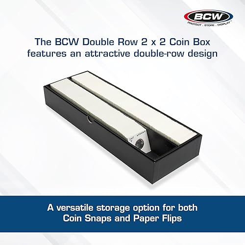 Miniatura 2 de BCW Caja de monedas de doble fila de 2 x 2 | Capacidad para 102 broches o más de 330 volantes de papel | Caja de almacenamiento de monedas para