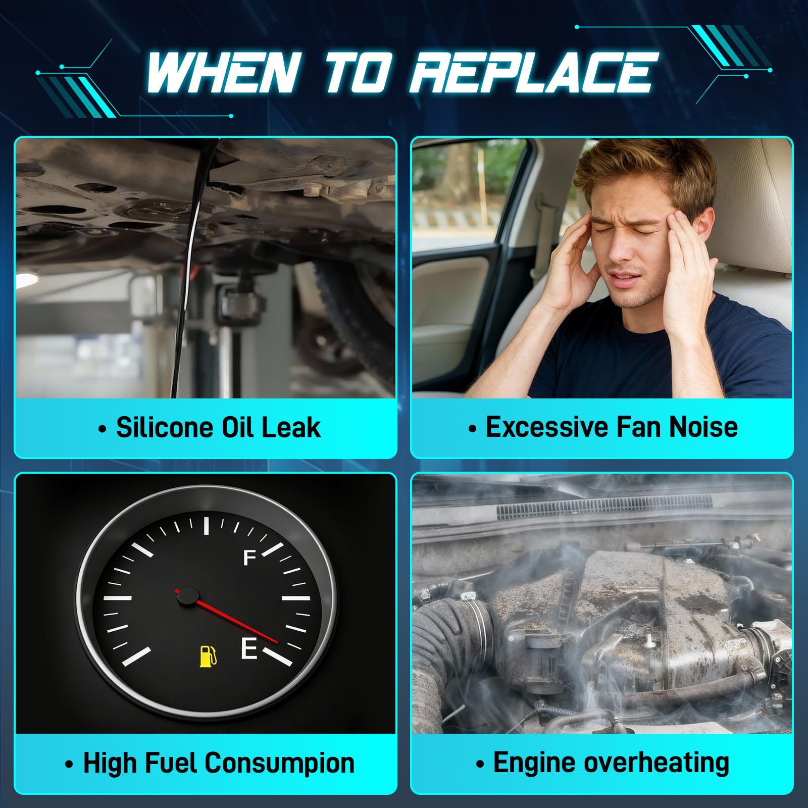 IRONTEK 2748 Engine Cooling Fan Clutch Fit for Dodge 2002-2008 RAM 1500 3.7L 4.7L 5.9L Radiator Fan Clutch 52028789AE 920-2230 | Compatible for Dodge 2002-2008 RAM 1500 V6 3.7LV8 4.7L; Replac product thumbnail 8
