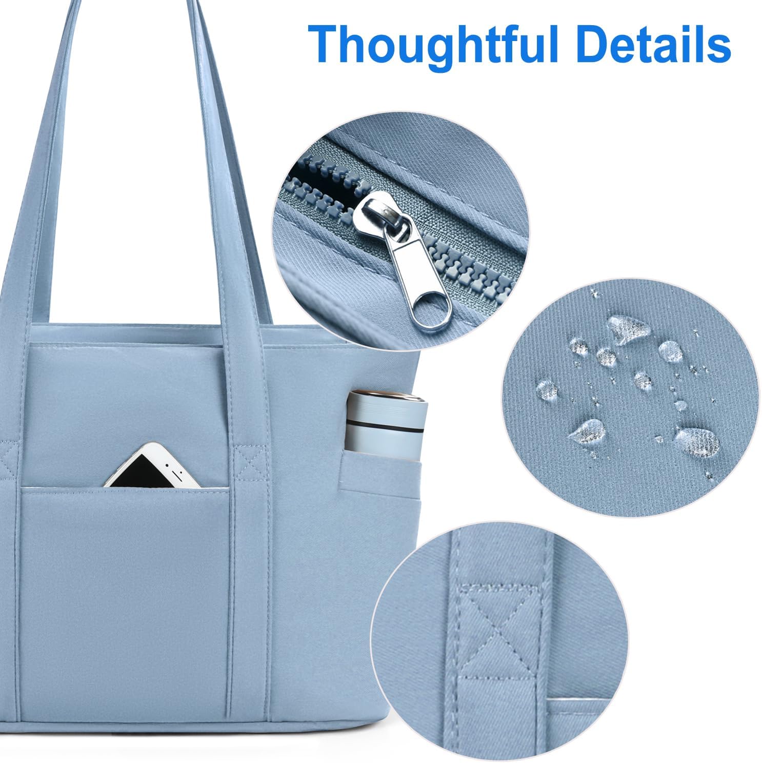 CTWWFS Tote Bag for Women, Travel Essentials Large Tote Bag with Zipper, Top Handle Handbag for Travel, Work - Image 4