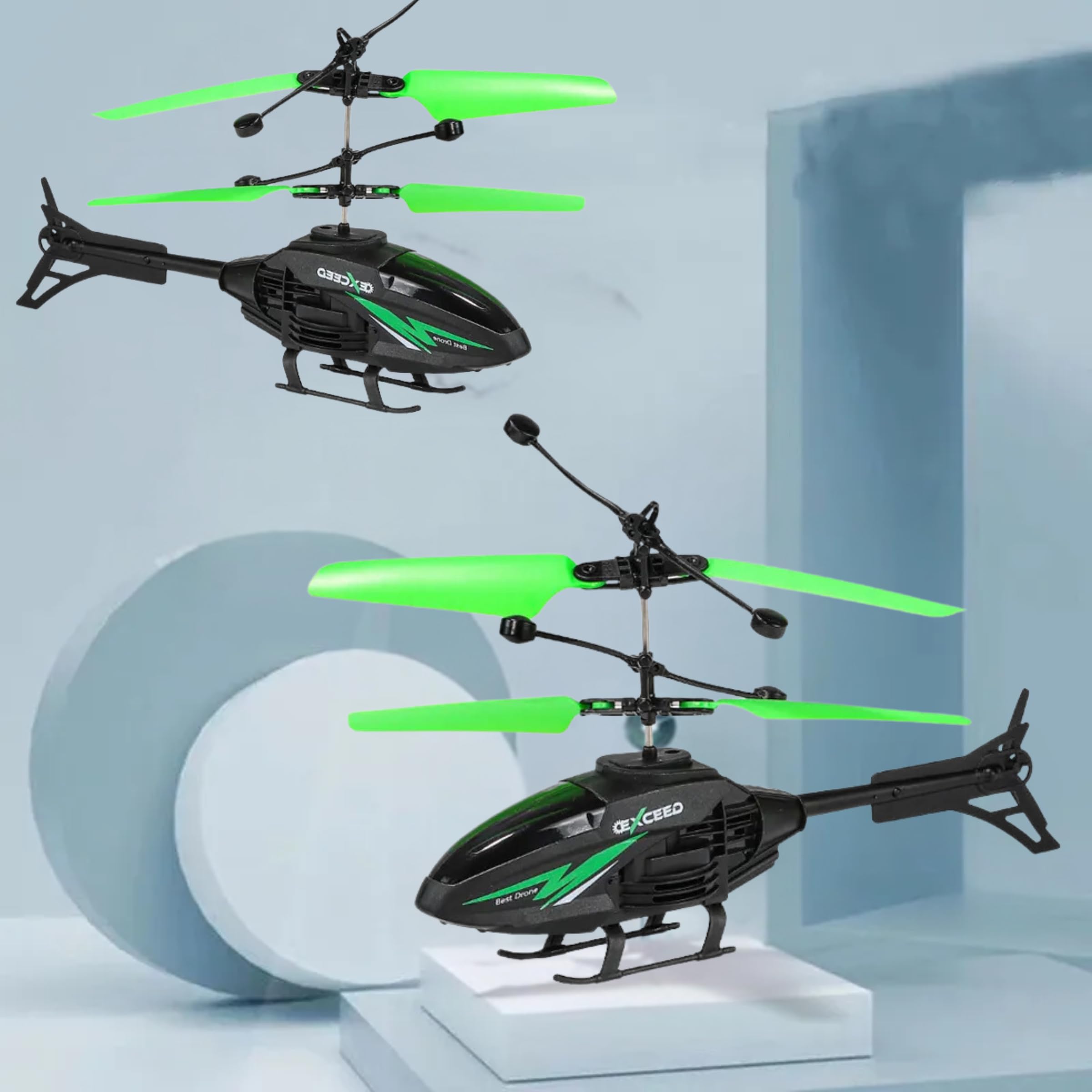 Toy Flying Helicopter,Remote Control Helicopter for 6 + Years Boys Indoor and Outdoor Helicopter, Palm Sensing Helicopter with led Lights (Pack of 1) (Black-Green)