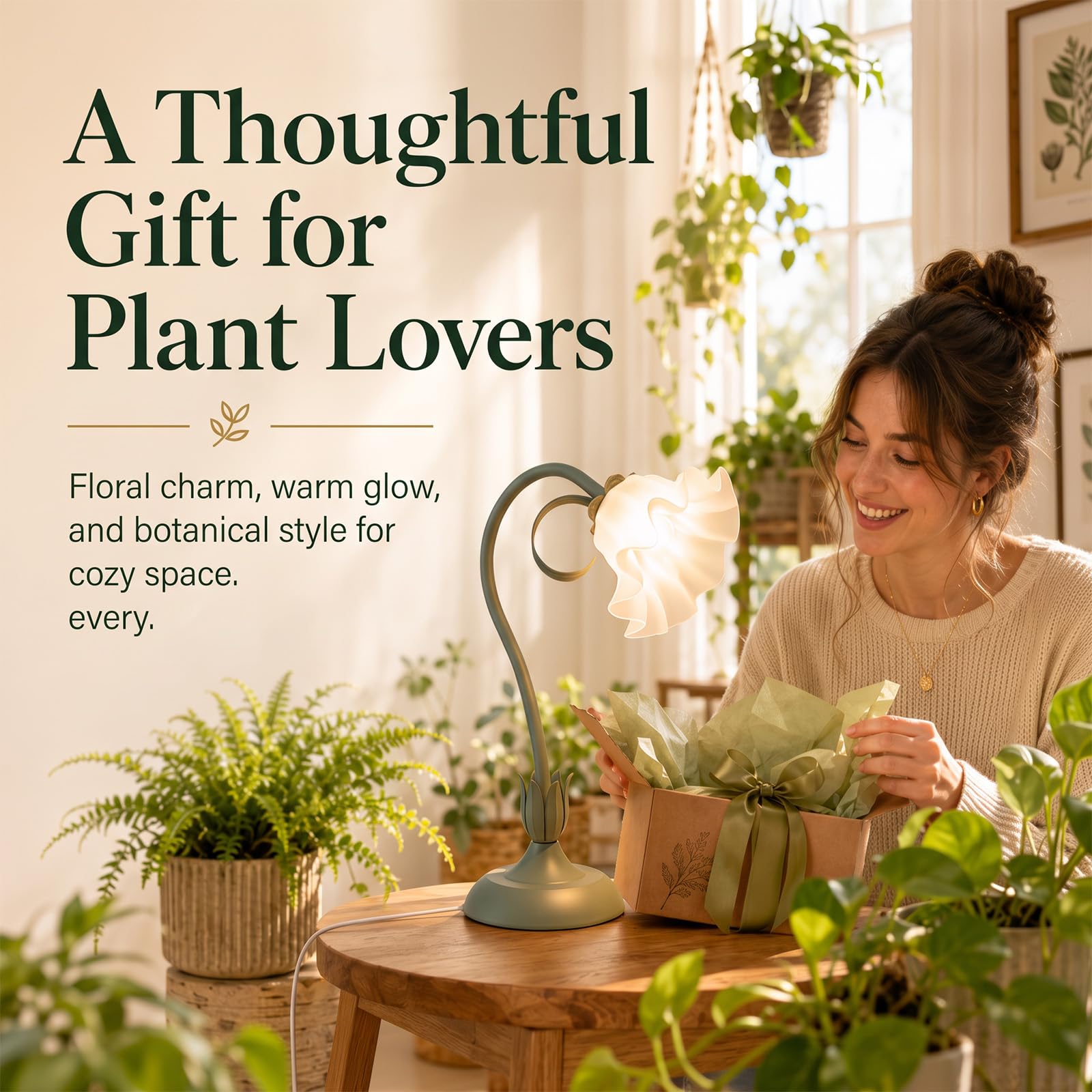 Luz de cultivo de mesa para plantas de interior, luz decorativa de escritorio para suculentas, cactus bonsái, luces de cultivo de escritorio ajustables con base, bonita lámpara de cultivo de oficina