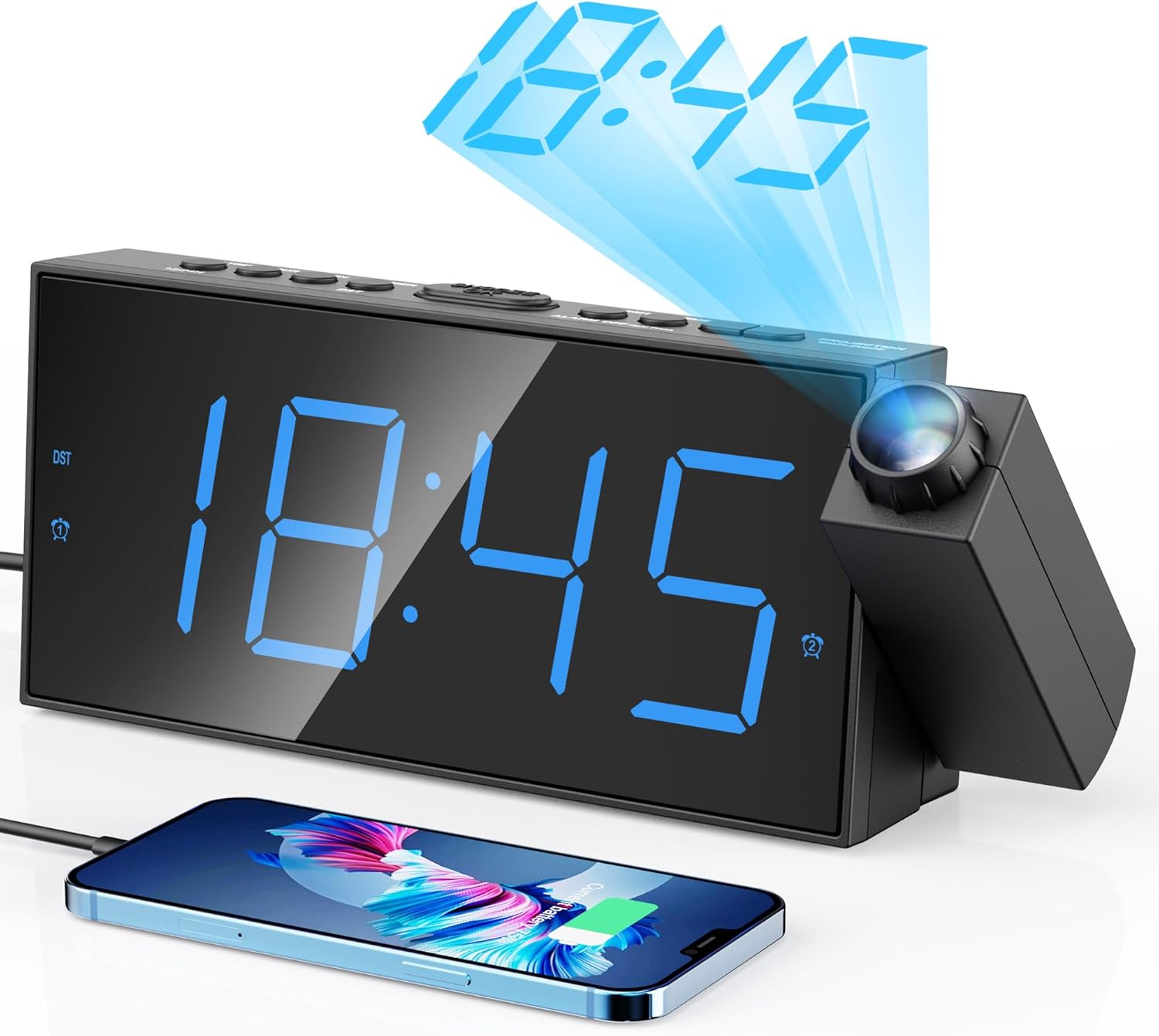Digital Projection Alarm Clocks for Bedrooms - Large LED Display