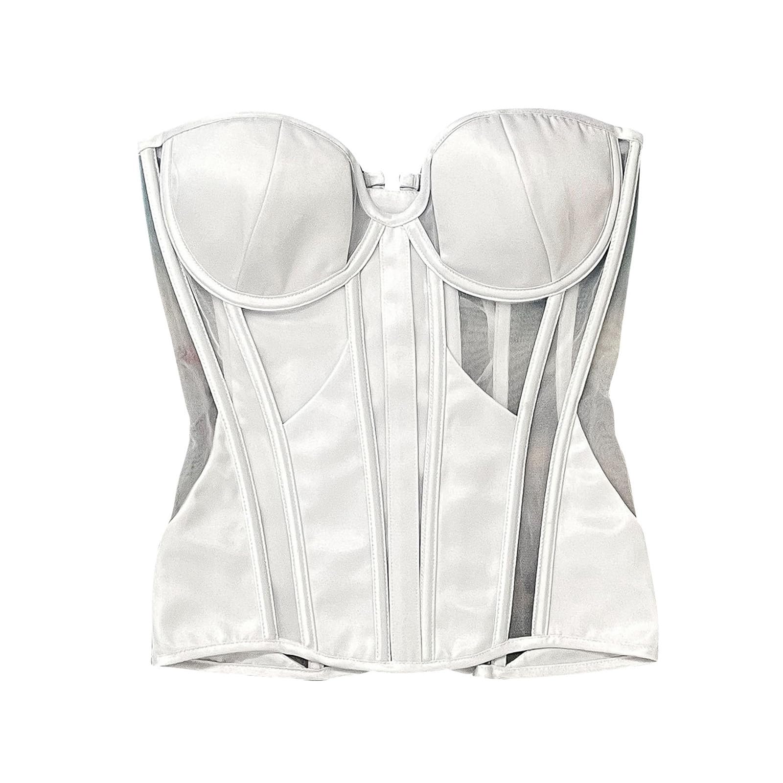 Mrat Bustiers & Korsetts für Damen, Schnür-Bustier, Retro-Stil, Korsett mit Stäbchen, Brautkleid, Fischgräten-Korsett, sexy Shapewear, Dessous, elegant, ärmellos, Überbrust, Vintage, Mittelalter
