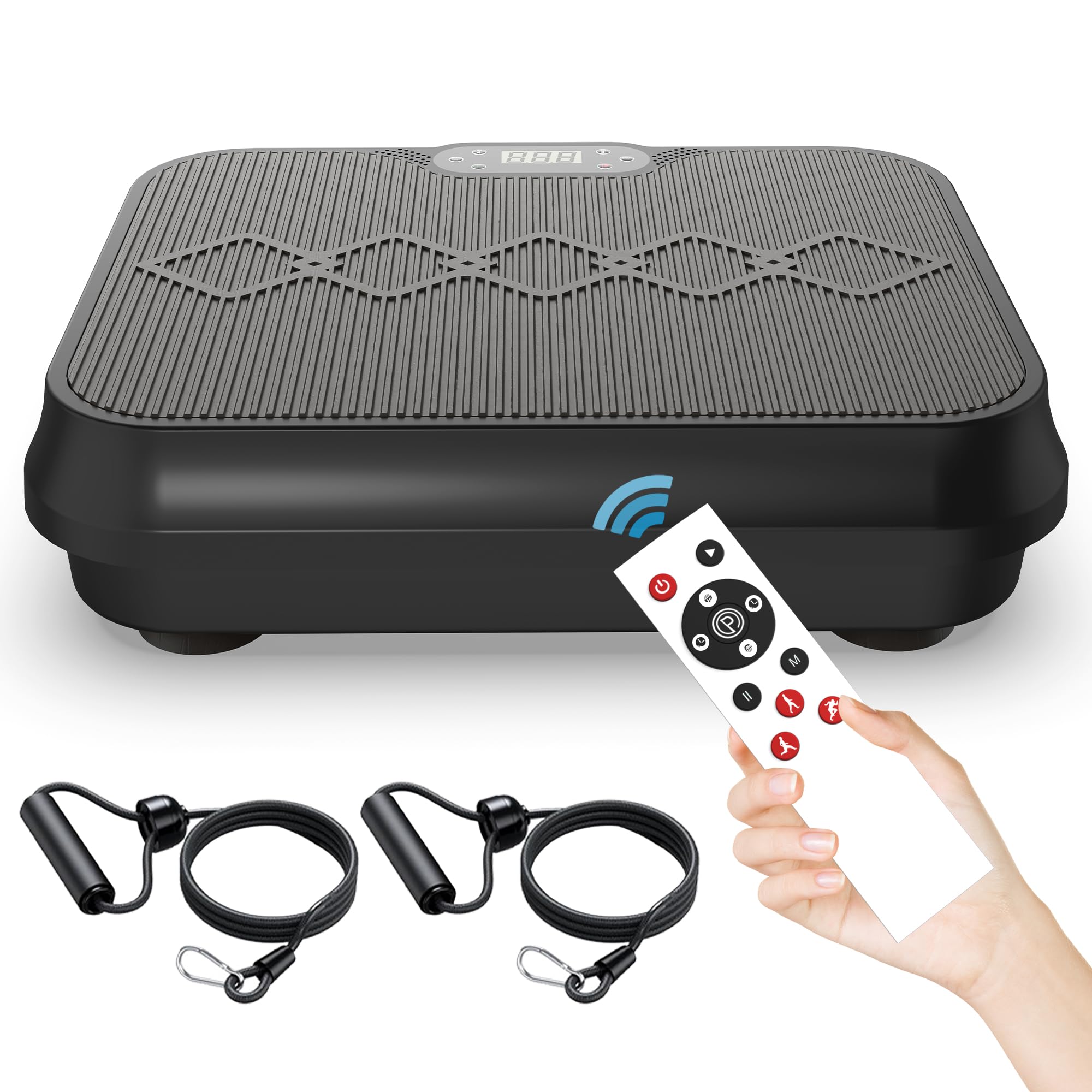 Vibration Plate Machine with Resistance Bands and Remote Control 125 Speed Levels 450LB Capacity Whole Body Oscillating Platform for Home Use