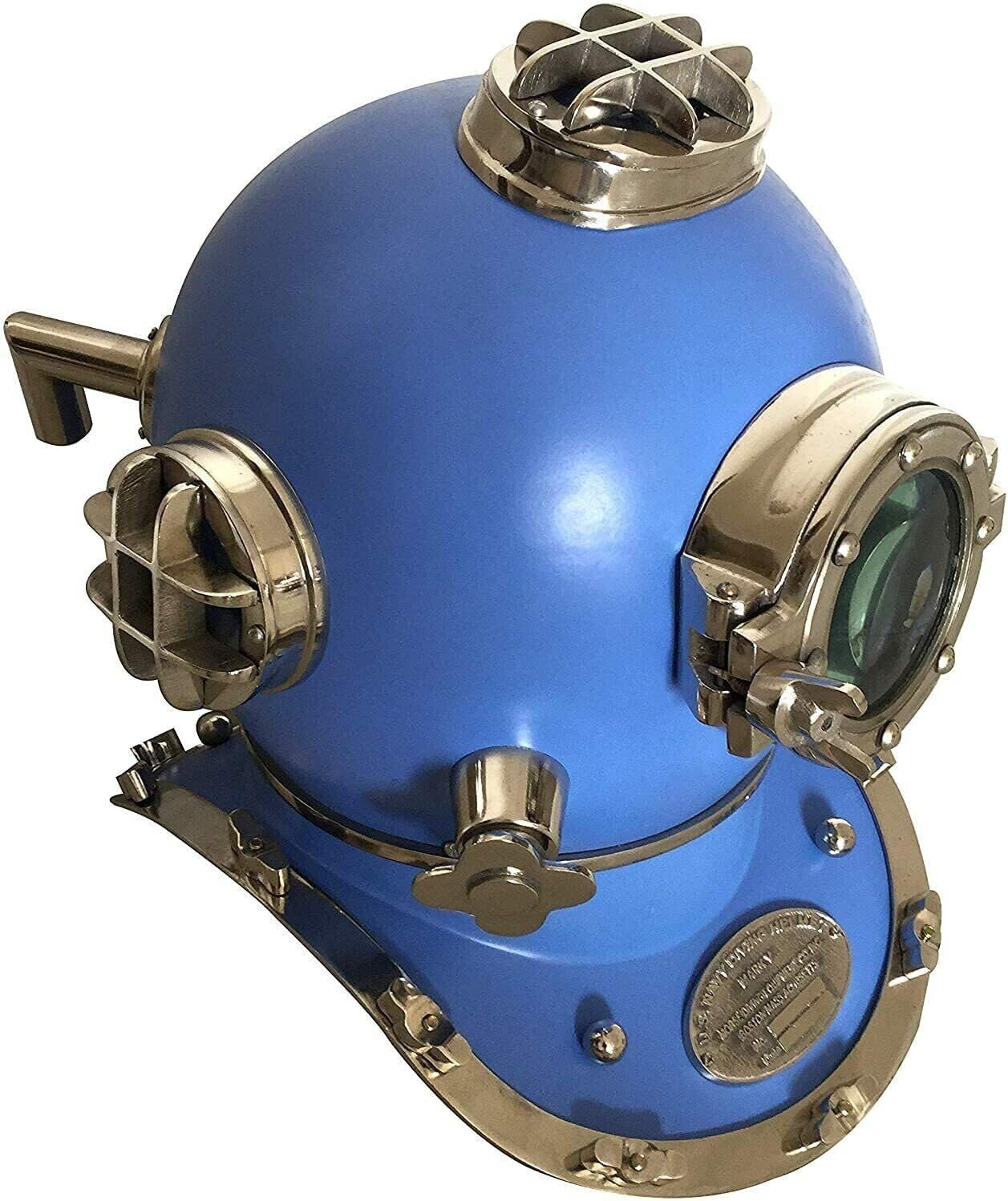 Nautical45,7 cm Maritimer Tauchhelm, US-Marine, V-Mark, Taucherhelm, Antik-Vintage-Taucherhelm, Blau, volle Größe, Taucherhelm