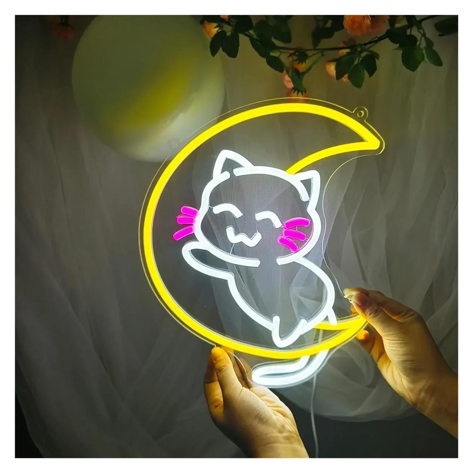 néon signe Enseigne Au Néon En Forme De Chat, Alimentée Par USB, Pour Salle De Bain, Chambre À Coucher, Bar, Salon 33.5x28.4cm