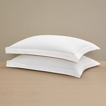Checkered Sateen Sham Set of 2 Standard - Luxury All-White Shams/Soft and Silky with a Subtle Pattern / 100% Long-Staple Cotton