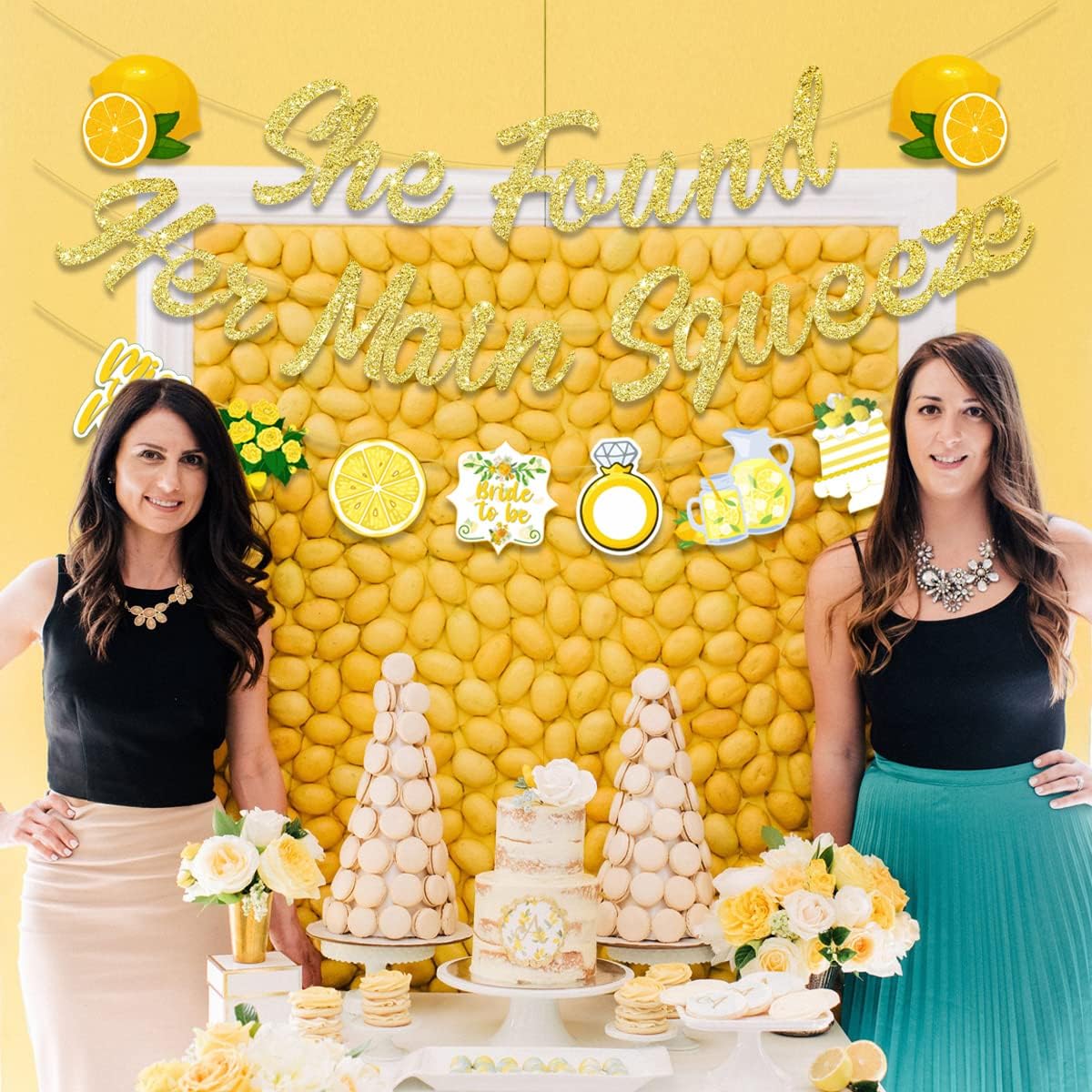 Lemonade Bridal Shower Decoration Gold Glitter She Found Her Main Squeeze Banner Garland for Lemon Citrus Lemonade Theme Bride to Be Bachelorette Wedding Engagement Party Supplies image 4