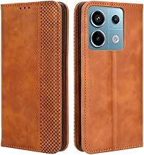 GOKEN Leder Folio Hülle für Xiaomi Redmi Note 13 Pro 5G / Poco X6 5G, Lederhülle Brieftasche Mit Kartensteckplätzen, Premium Flip PU/TPU Handyhülle Schutzhülle Case Cover mit Ständer Funktion (Braun)