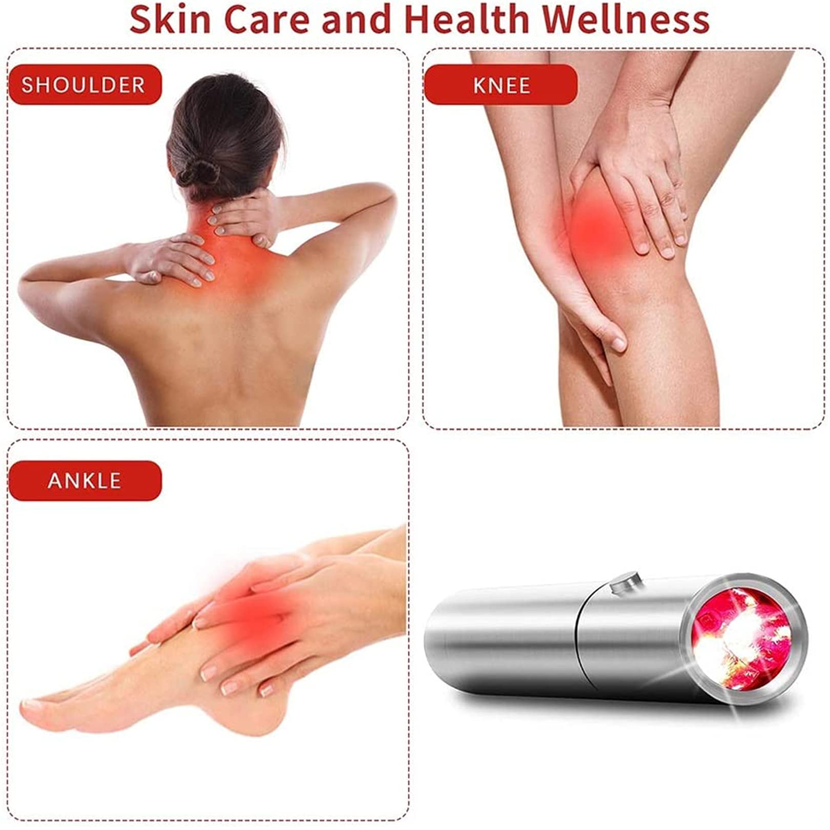 Dispositivo De Terapia De Luz Roja De Mano, Antorcha De Terapia De Luz De Carga USB 3 LED, Alivio del Dolor De Articulaciones Y Músculos, para Espalda, Cuello, Hombros, Rodillas, Manos