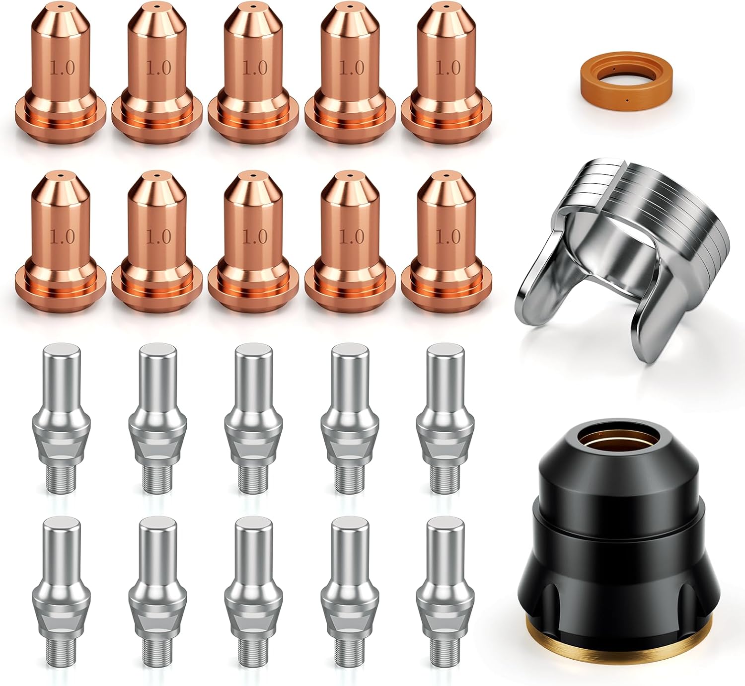 ARCCAPTAIN 23Pcs IPT60 Plasma Cutter Torch Consumables, .040" Plasma Cutter Accessories for ARCCAPTAIN CUT55 NON-HF, CUT55 MP and CUT60 Non-HF, Work with 40-50A Current