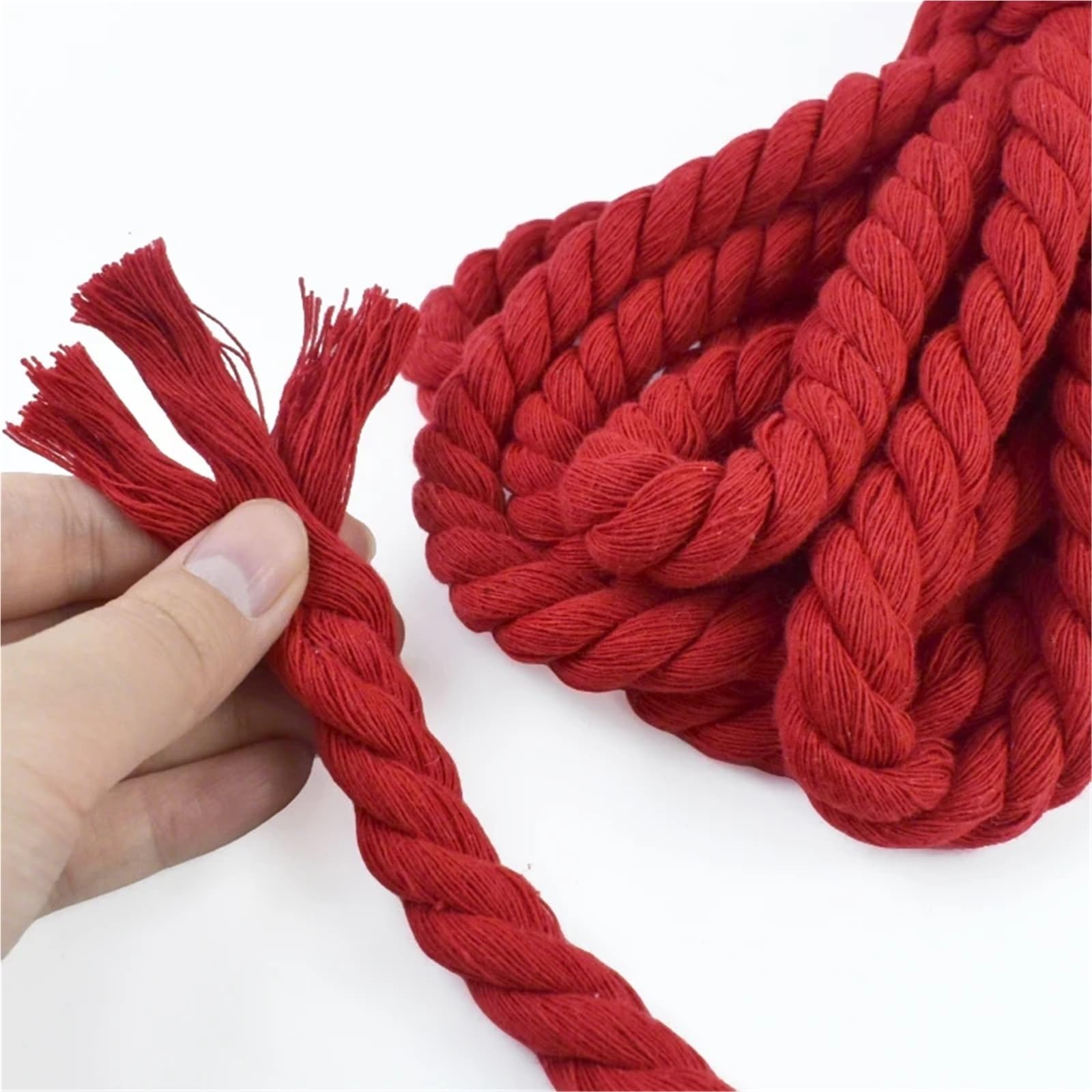 Cordón de macramé de algodón | Rojo 5-20mm 4-10M Algodón trenzado trenzado: Coser cordón de macramé for bricolaje(Red-20mm,10Meters)