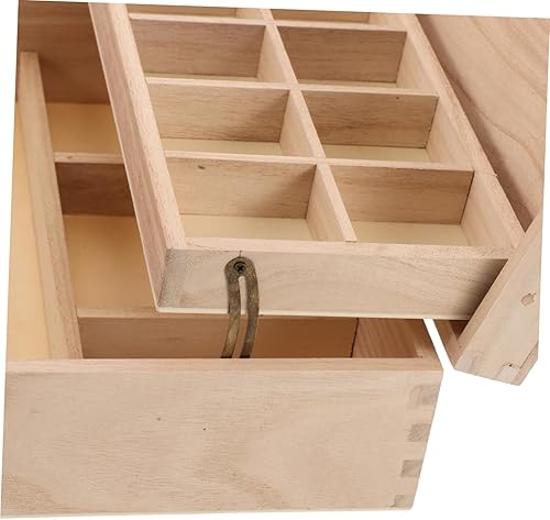 Miniatura 3 de Joyero sin terminar de madera para manualidades, caja de almacenamiento de madera, joyero de recuerdo con cierres de bloqueo para anillos, aretes,