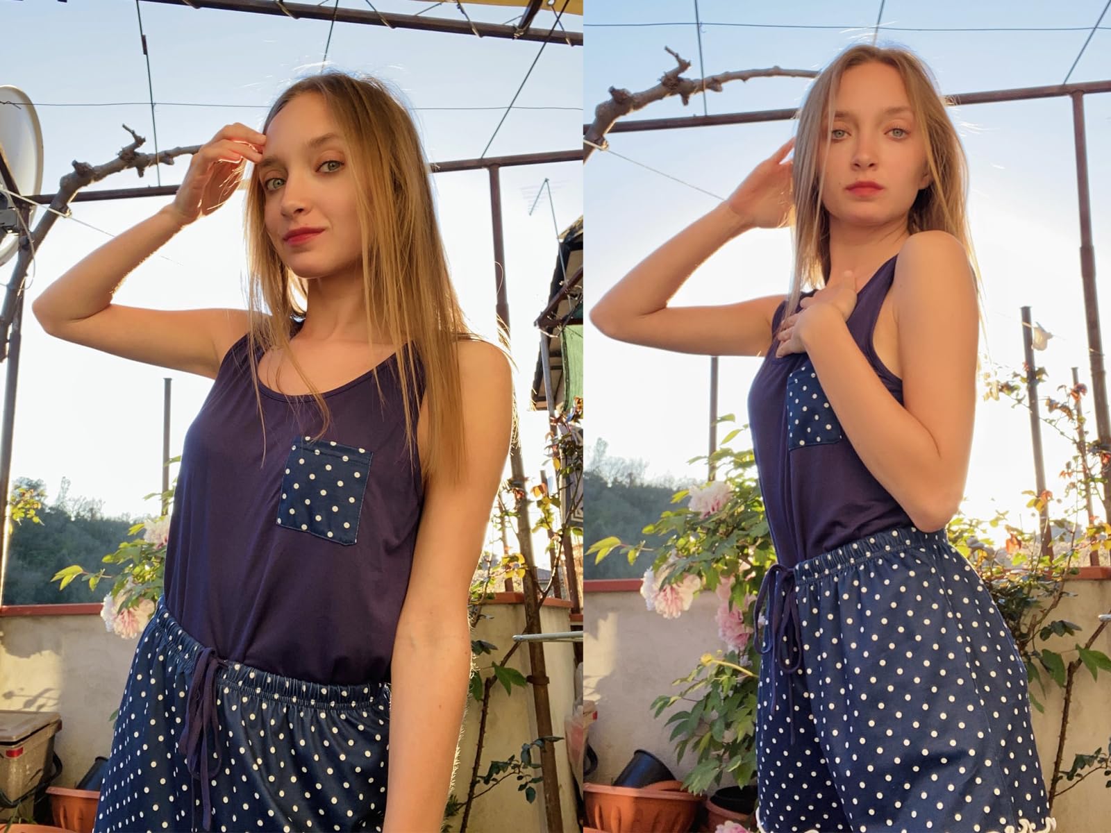 ADOME Pigiama Donna Estivo Corto Pigiami 2 Pezzi Camicia da Notte Pigiami da Donna Senza Maniche Comodo S-XXL