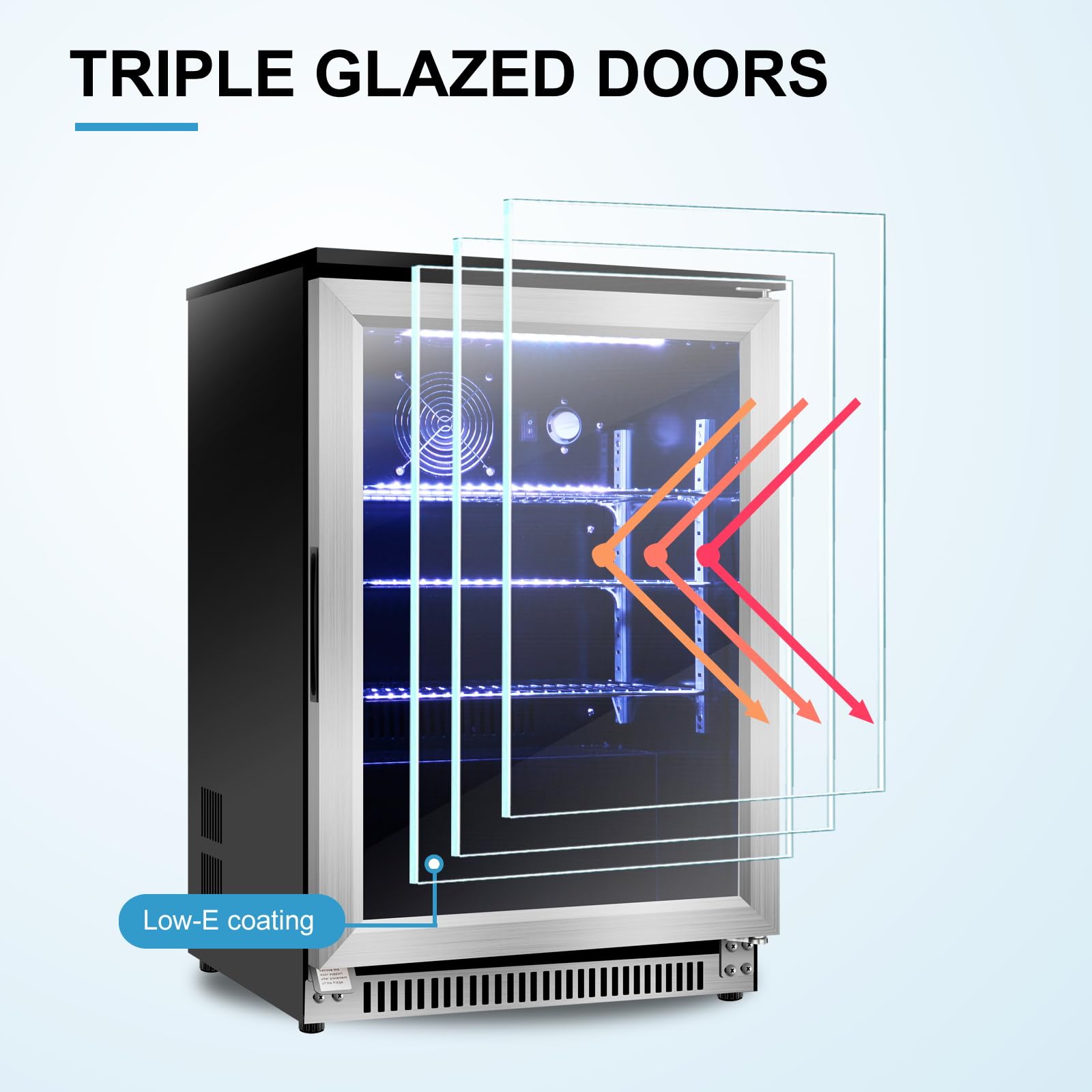 20 Inch Wide Built in Beverage Refrigerator with 7 Colors Led Light