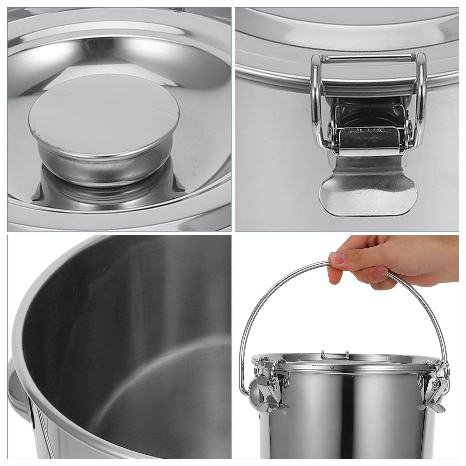 DECHOUS Edelstahleimer 7l mit Luftdichtem Deckel und Griff Versiegelter Lebensmittelbehälter für Küche und Riegel Moderner und Stilvoller Edelstahlbehälter
