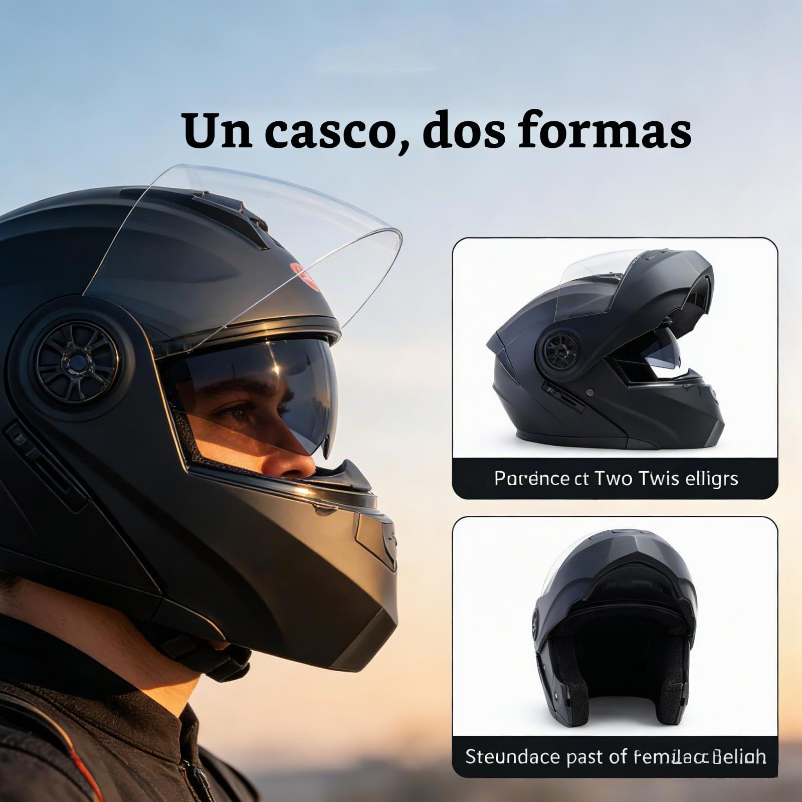 Casco De Moto Modular Bluetooth Integrado,ECE Homologado Casco Abatible con Doble Visera Doble Lente Sistema De Ventilación Forro Extraíble Adultos para Mujeres Y Hombres 55-62CM