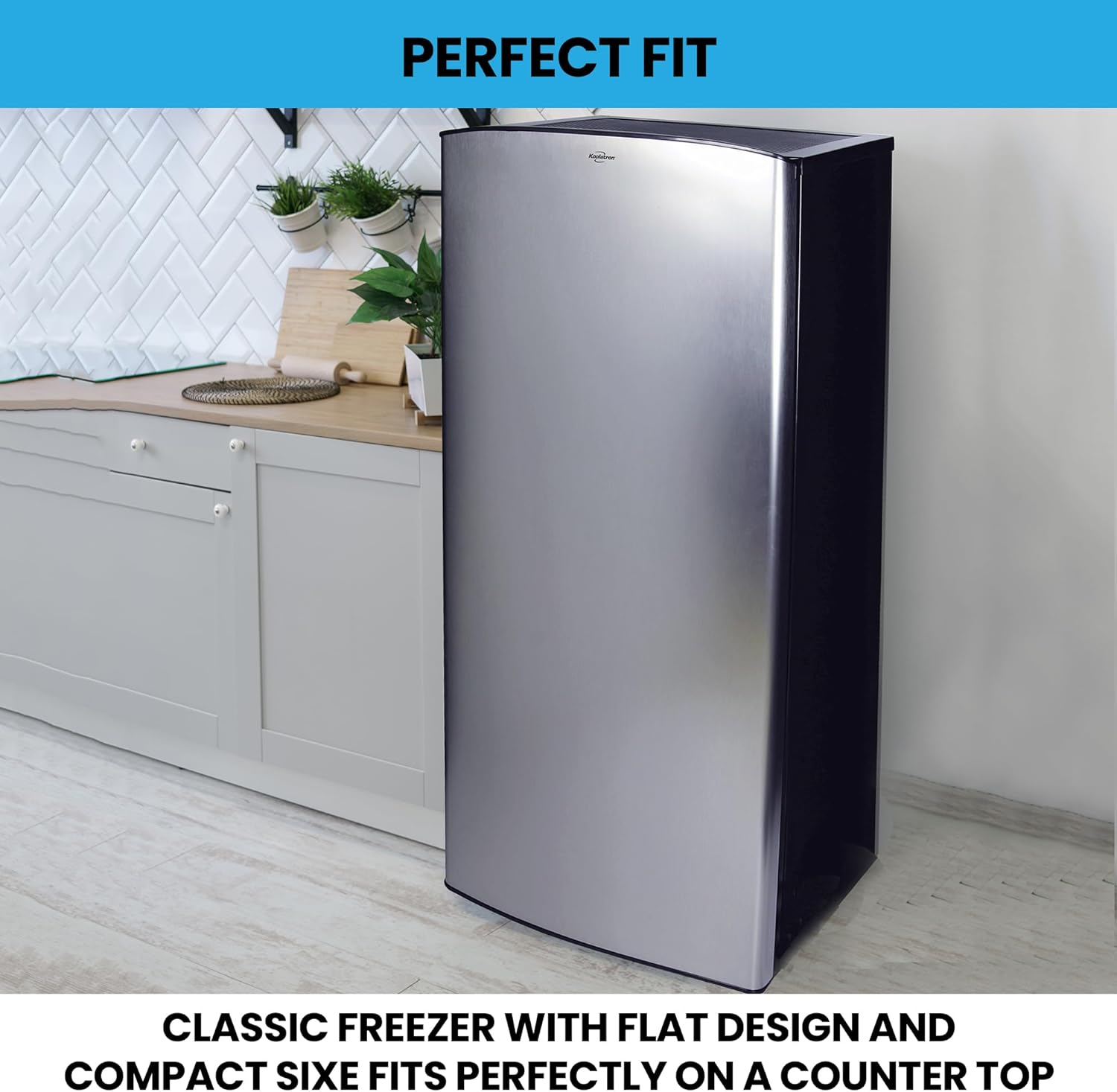Koolatron Compact Fridge with Freezer, Stainless Steel, 6.2 Cubic Feet (176 L) Capacity, for Snacks, Frozen Meals, Beverages, Juice, Beer, Den, Dorm, Office, Games Room, or RV, Grey