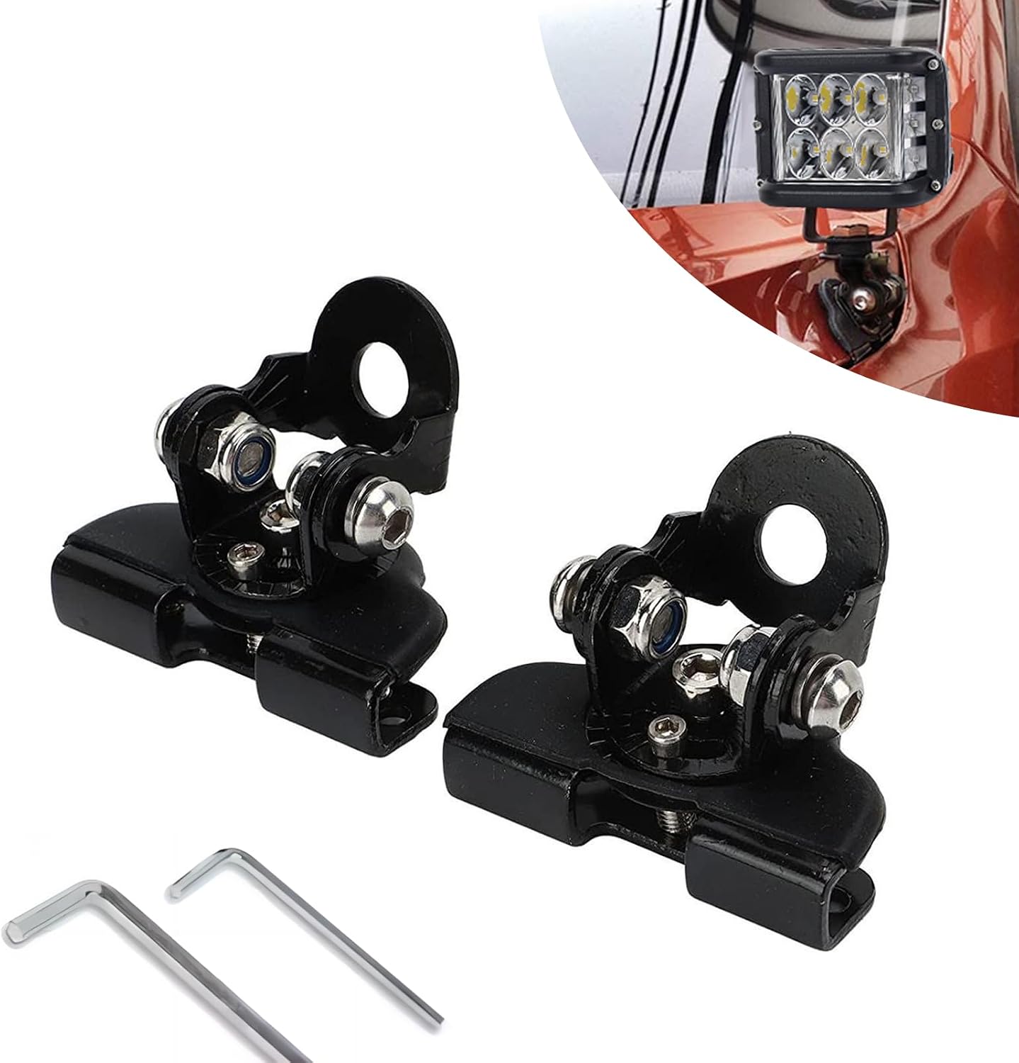 2 PCS Car Hood Light Bar Non-Destructive Fixing Bracket,Adjustable LED Work Light Base Mounting Holder, Safety Cushioning Metal Structure Bracket Column, Universal Car Accessories (Black)