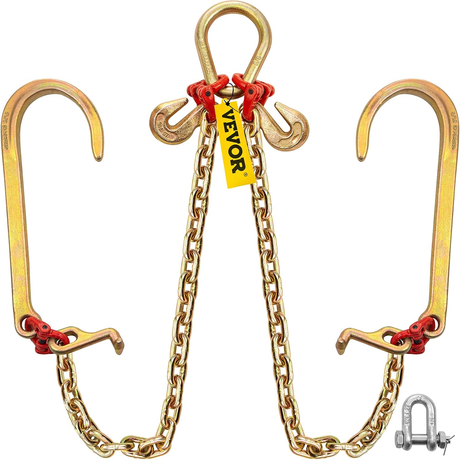 VEVOR V Bridle Chain, 5/16 in x 2 ft Bridle Tow Chain, Grade 80 VBridle Transport