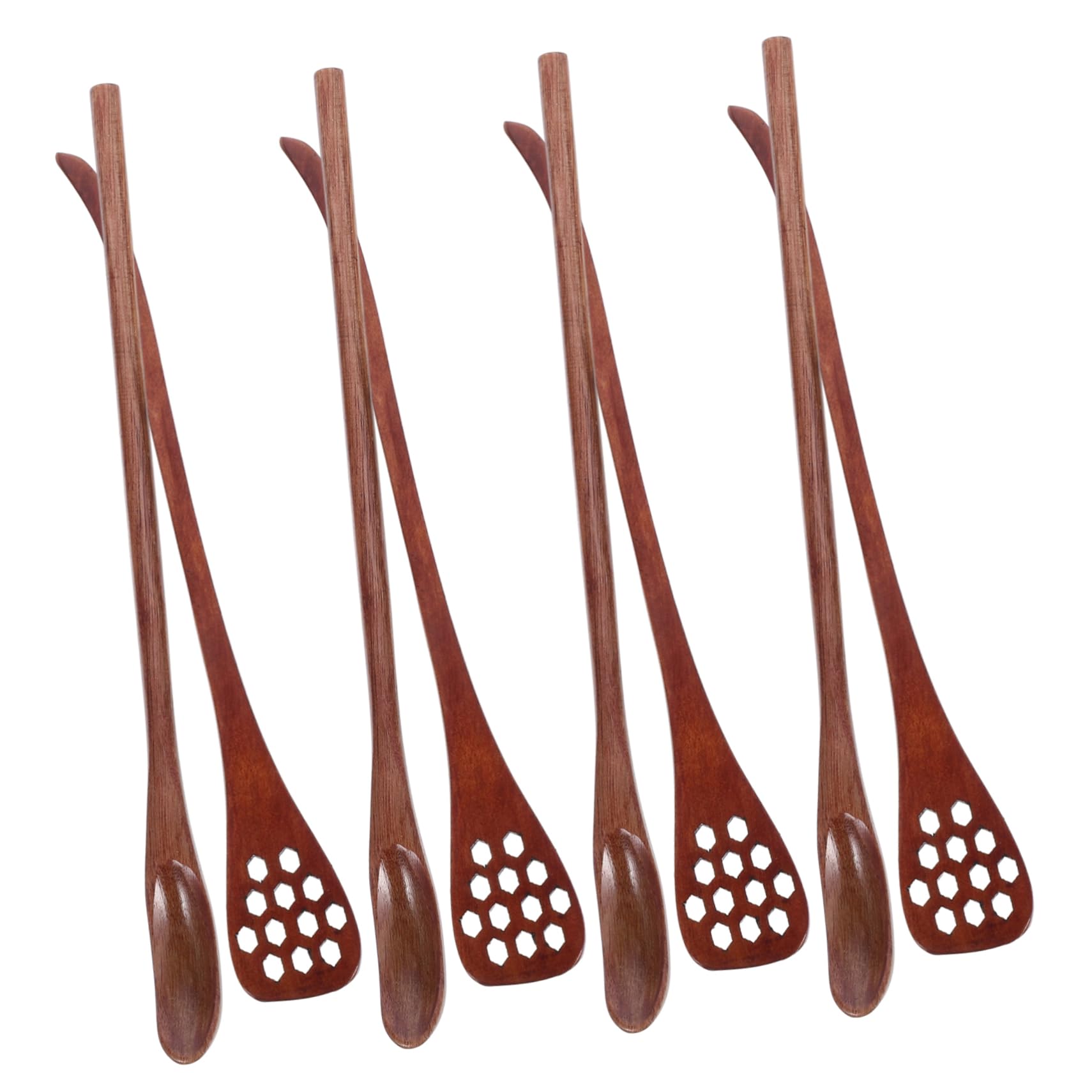 LABRIMP 8pcs Wooden Stirrers Multipurpose Mixing Spoons Honey Dippers Smooth Edges Design for Use for Drinks Desserts and Sauces and Cooking Utensils