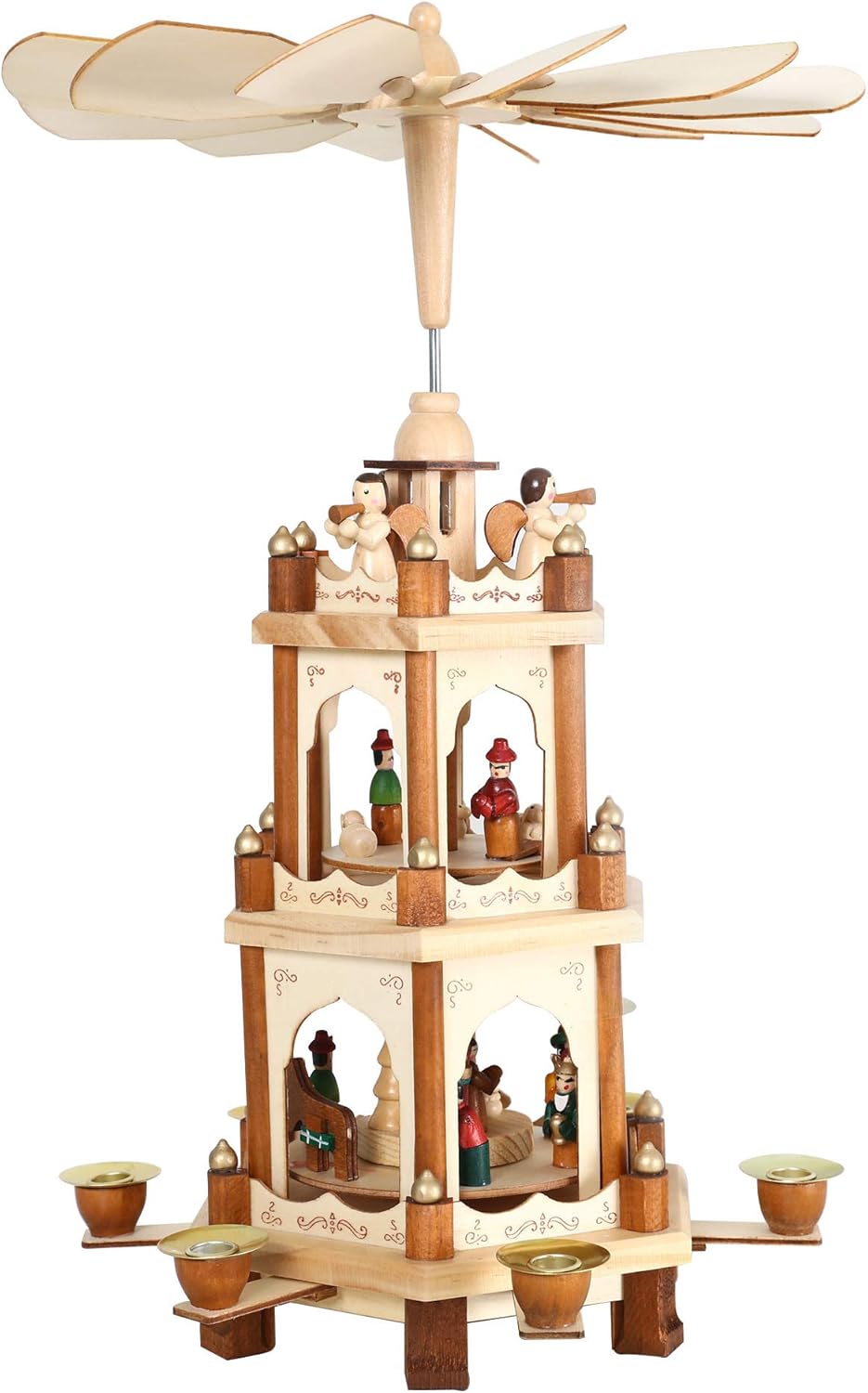 PIONEEREFFORT 17 Inch Wooden Christmas Pyramid Candle Holders 3