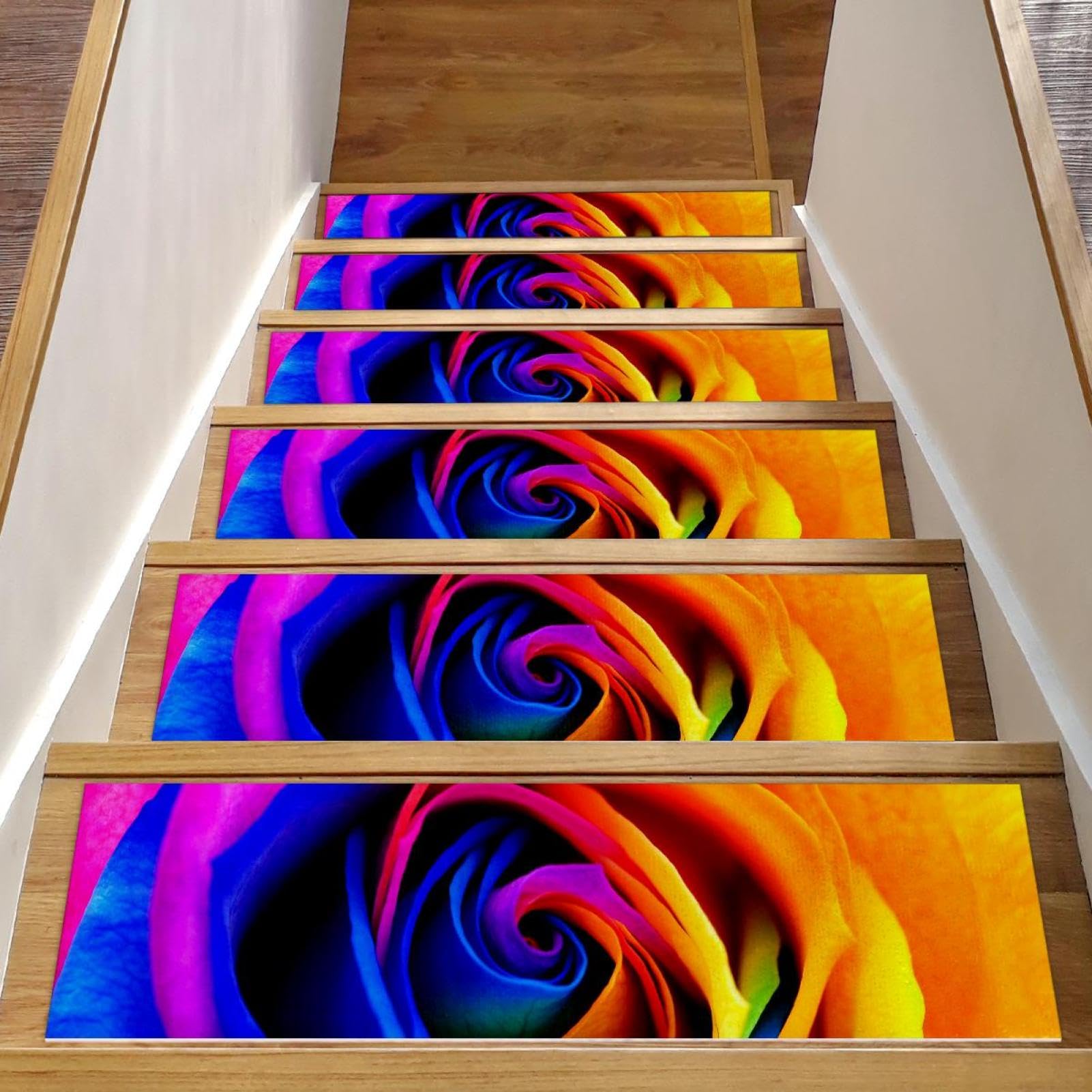 Tapis d'escalier antidérapants de sécurité enfants et personnes âgées motif floral