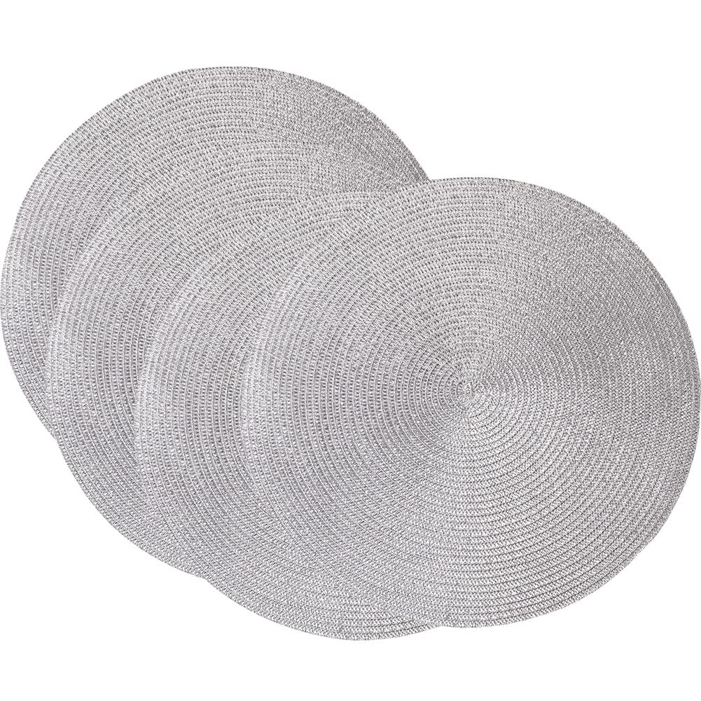 Décoration de Table, Sets de Table, Set de Table tissé pour la Cuisine et la Salle à Manger, Rond de 38 cm, en Plastique Brillant à Paillettes, Lot de 4