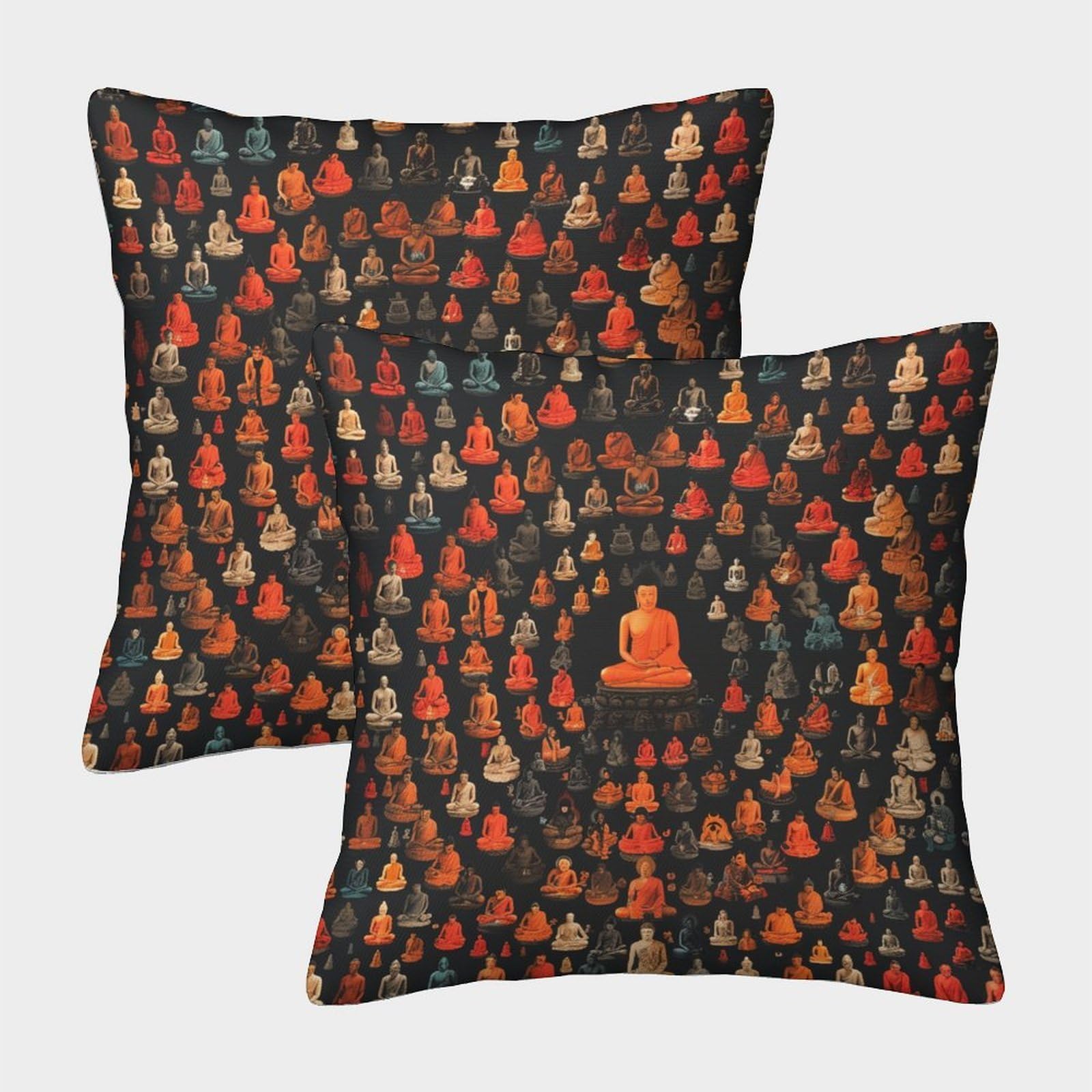 kaiyun 2 Pack Buddhist Pillowcase 50x50cm, Cushion Cover,3D Digital Printing Bed Sofa Decorative
