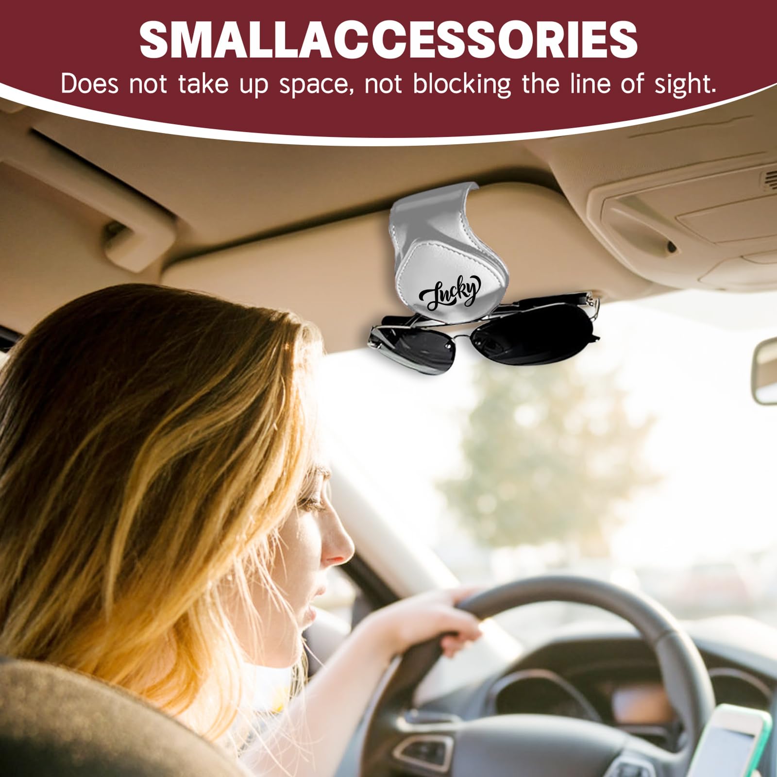 Car Lucky Sunglass Holder Clip Creative Visor Interior Kit Organizer Vehicle Accessories Upgrade Organization Truck Sunglasses Trim Storage Eyeglass Pard Decor Magnetic Eyeglasses Trim Gifts (White)