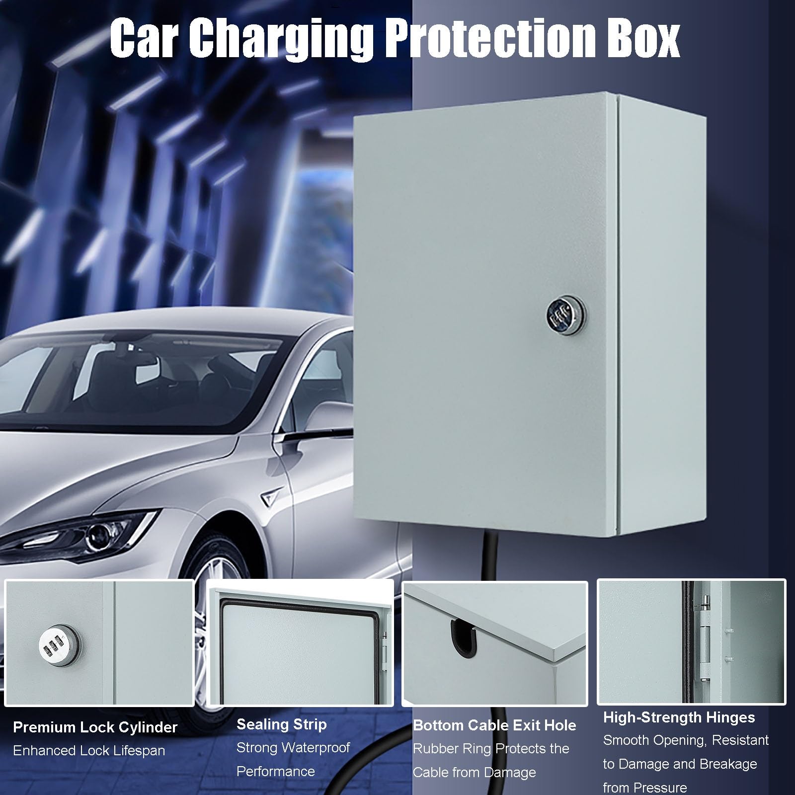 Caja Distribucion Electrica, Caja Registro Electrico, Protección de Carga, Armario de Distribución con Cerradura de Combinación(20x20x12cm/8x8x5in)