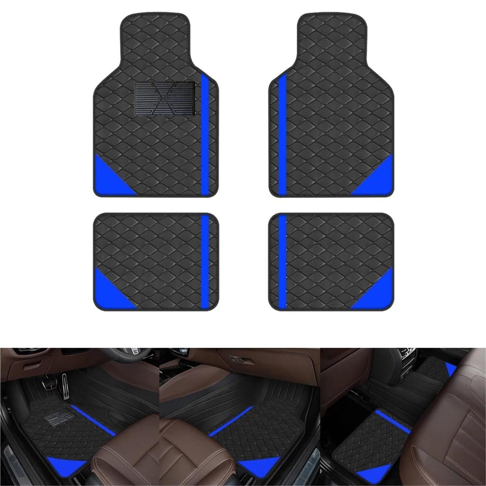 Juego Completo De 4 Alfombrillas Universales para Coche, Incluye Accesorios para El Suelo Y para Interior del