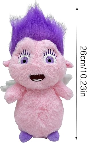 Miniatura 7 de Peludo Bibble Plushies, muñeca de peluche Kawaii de elfo regordete de pelo morado, juguete de peluche de personaje de película animada súper suave,