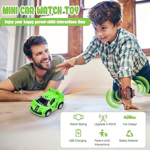 Miniatura 2 de Mini juguete de reloj de automóvil a control remoto reloj de carreras de caricaturas de 24 GHz auto de control remoto de carga USB reloj controlado