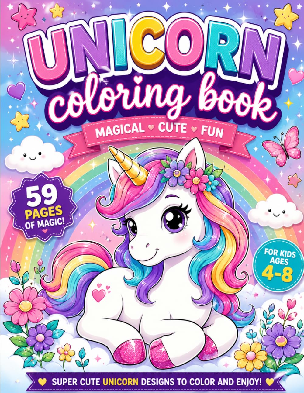 Unicorn Coloring Book: Magical, Cute & Fun Coloring Adventures for Kids Ages 4–8