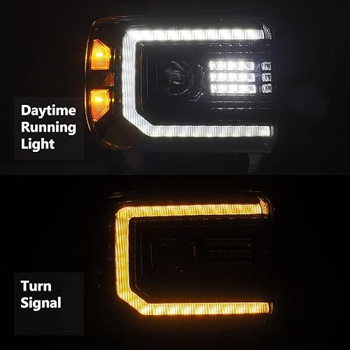 Miniatura 2 de AlphaRex Pro-Series Negro Fit 14-18 GMC Sierra 150015-18 Sierra 2500HD3500HD LED DRL Proyector Faros